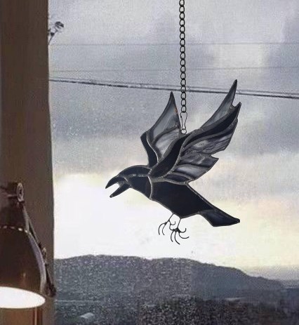 Raven Stained Glass Small Bird 🦅