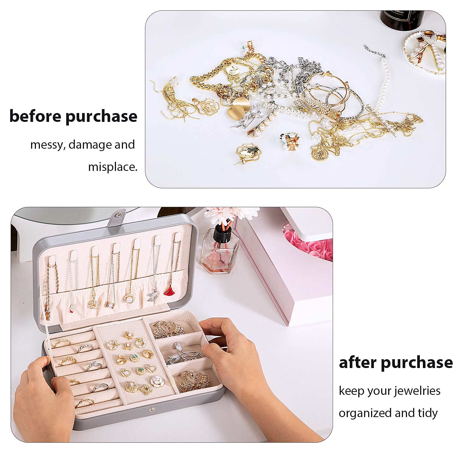 PU Leather Portable Jewellery Storage Boxes