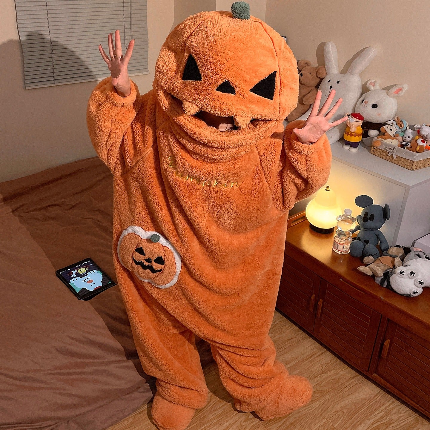SpookSnug "The Jack Onesie" Halloween Pumpkin Oversized Plush Blanket Hoodie
