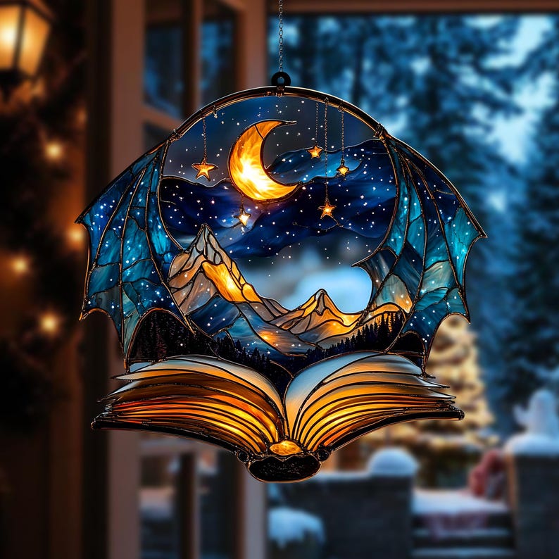 Fantasy Book Window Acrylic Sun Catcher Ornament