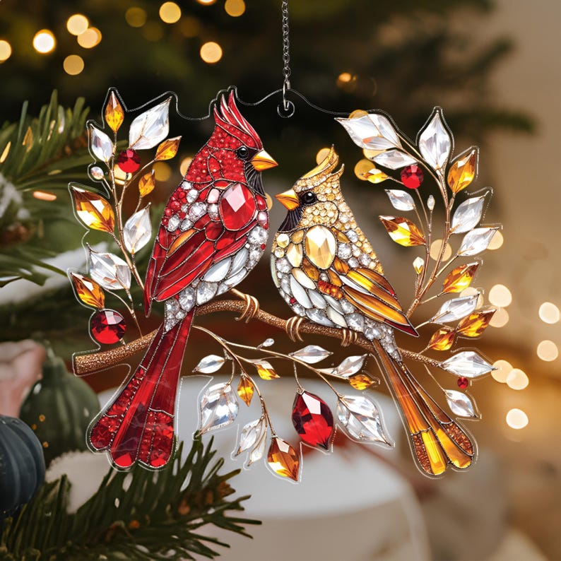 🌲Christmas Gift--❤️ Cardinal Couple Memorial Gift