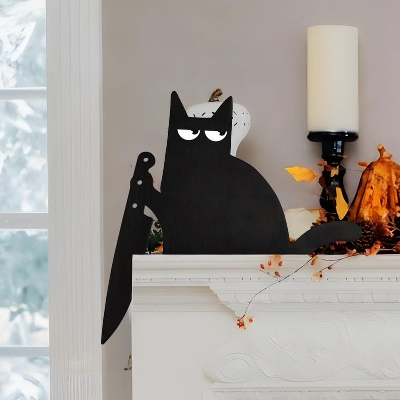 🌲2024 Christmas Hot Sale 🔥Bully Cat Door Frame Decoration