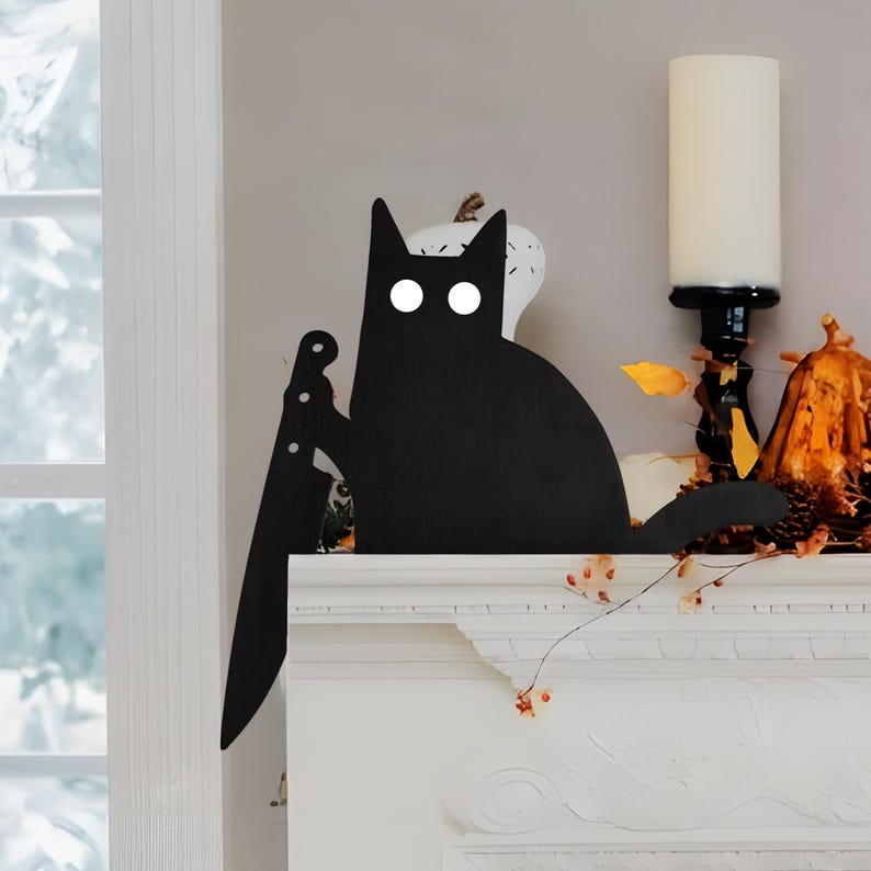 🌲2024 Christmas Hot Sale 🔥Bully Cat Door Frame Decoration