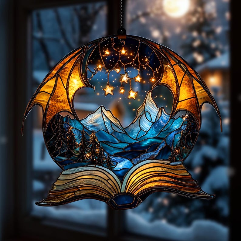 Fantasy Book Window Acrylic Sun Catcher Ornament