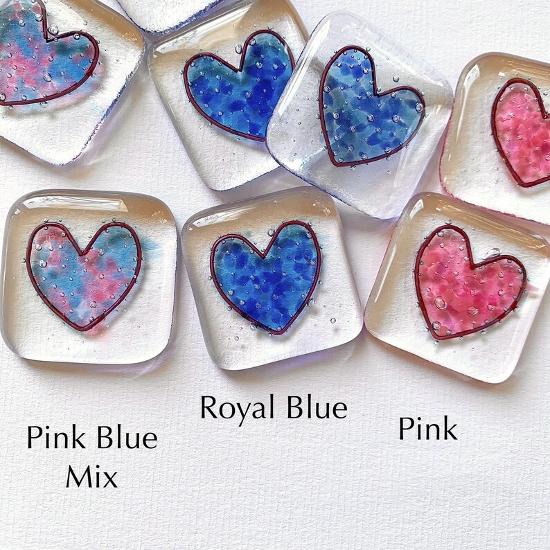 Pocket Token Fused Glass Heart Shaped Keepsake