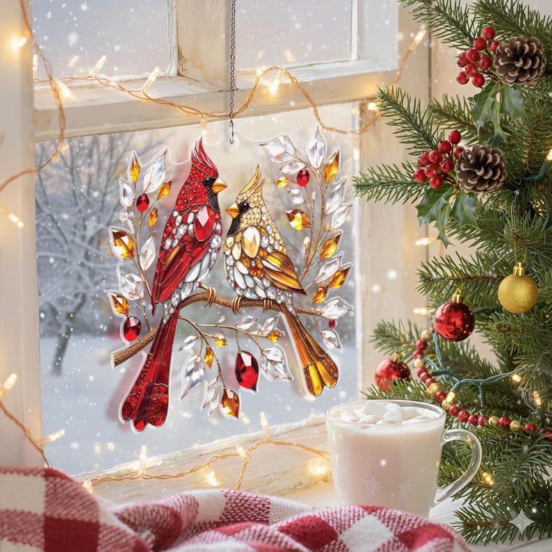 🌲Christmas Gift--❤️ Cardinal Couple Memorial Gift