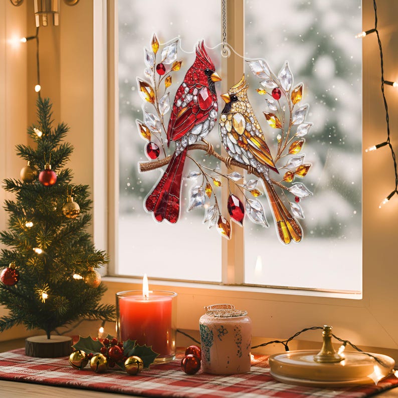🌲Christmas Gift--❤️ Cardinal Couple Memorial Gift