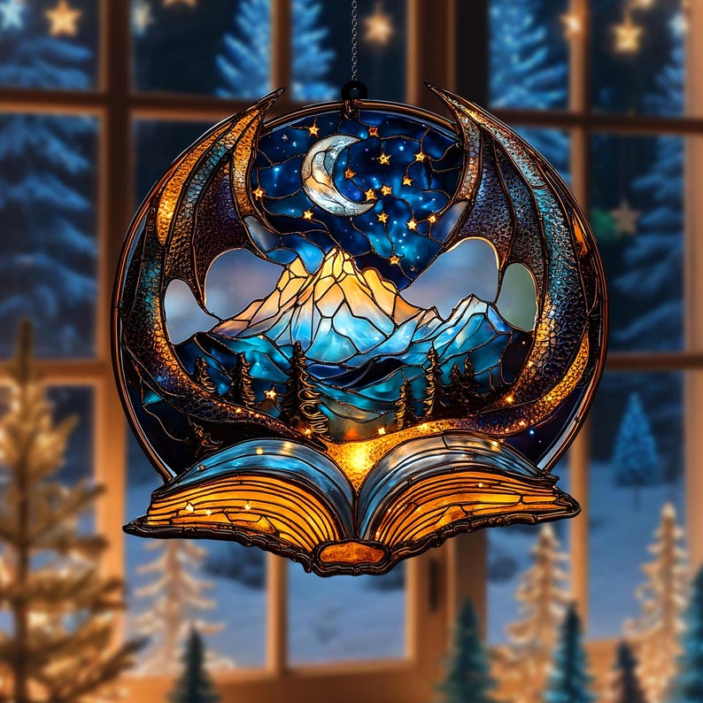 Fantasy Book Window Acrylic Sun Catcher Ornament