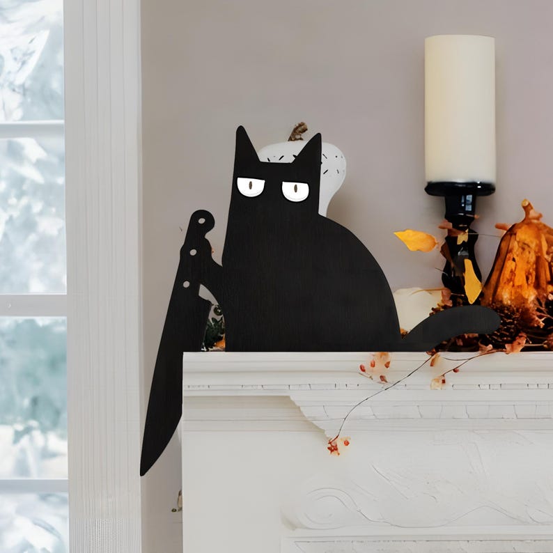 🌲2024 Christmas Hot Sale 🔥Bully Cat Door Frame Decoration