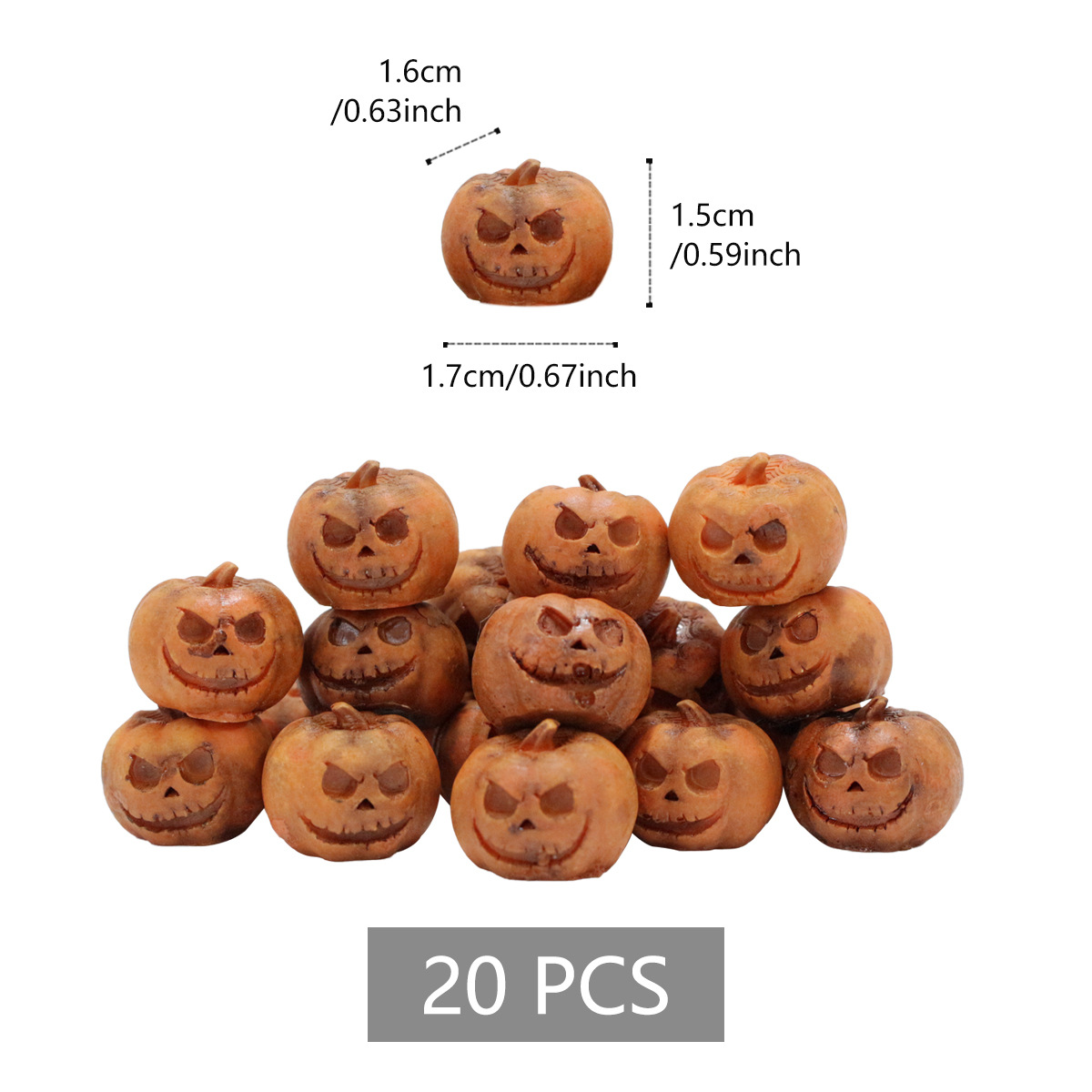 20 Halloween Pumpkin Statues, Resin Figurines