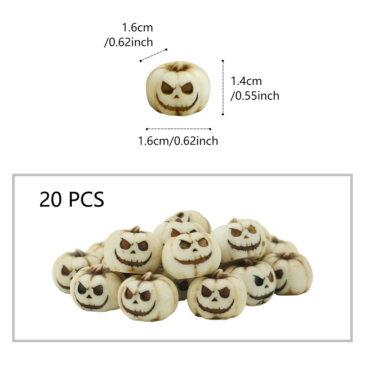 20 Halloween Pumpkin Statues, Resin Figurines