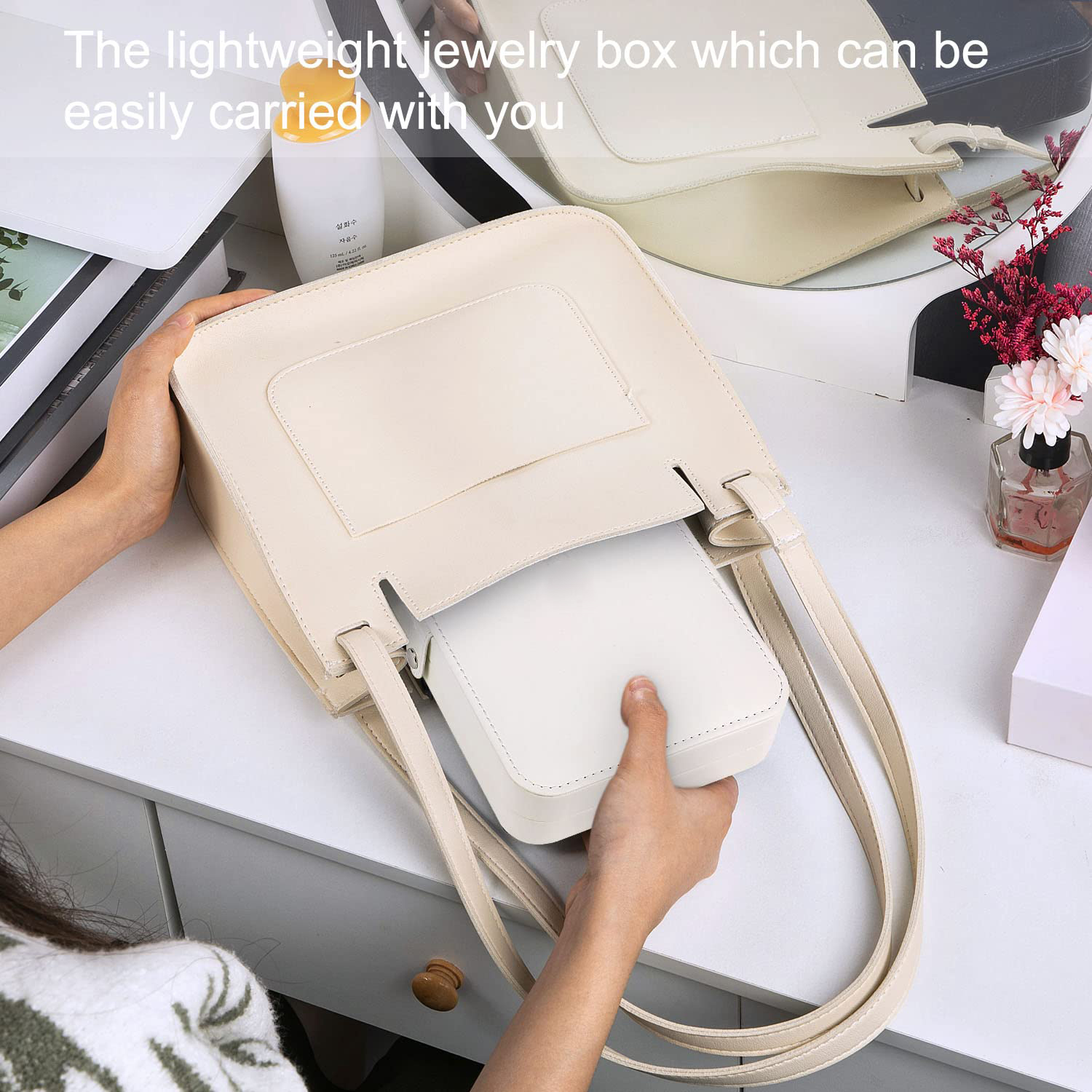 PU Leather Portable Jewellery Storage Boxes