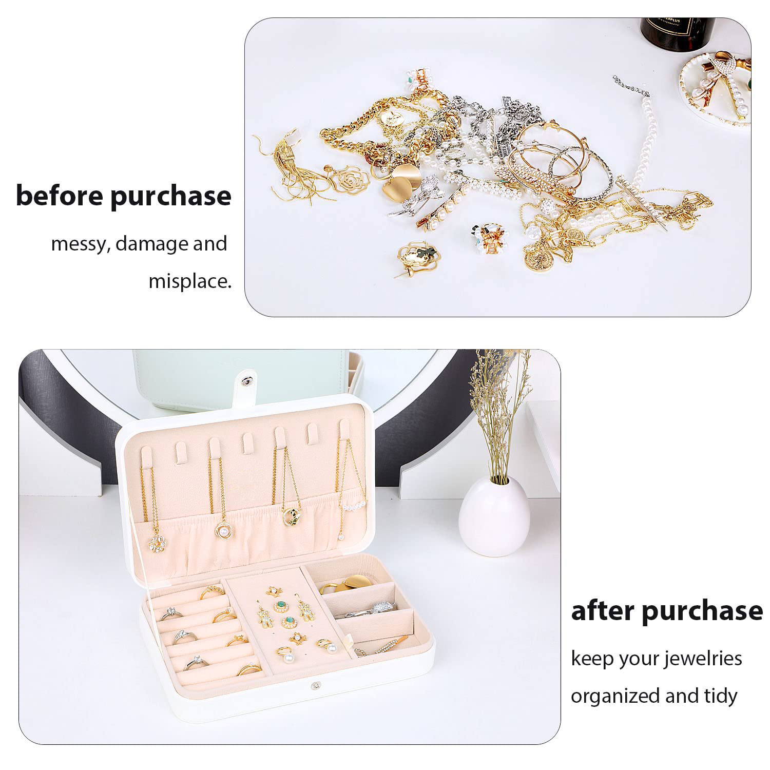 PU Leather Portable Jewellery Storage Boxes