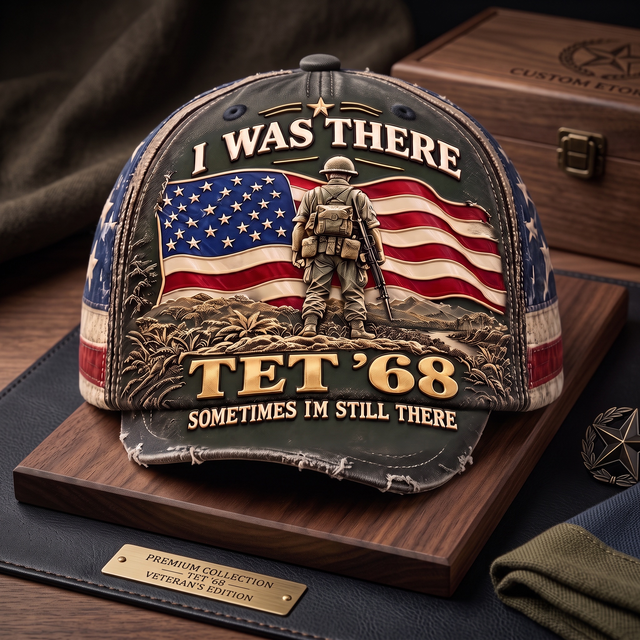Tet '68 Vietnam Veteran Printed Baseball Cap