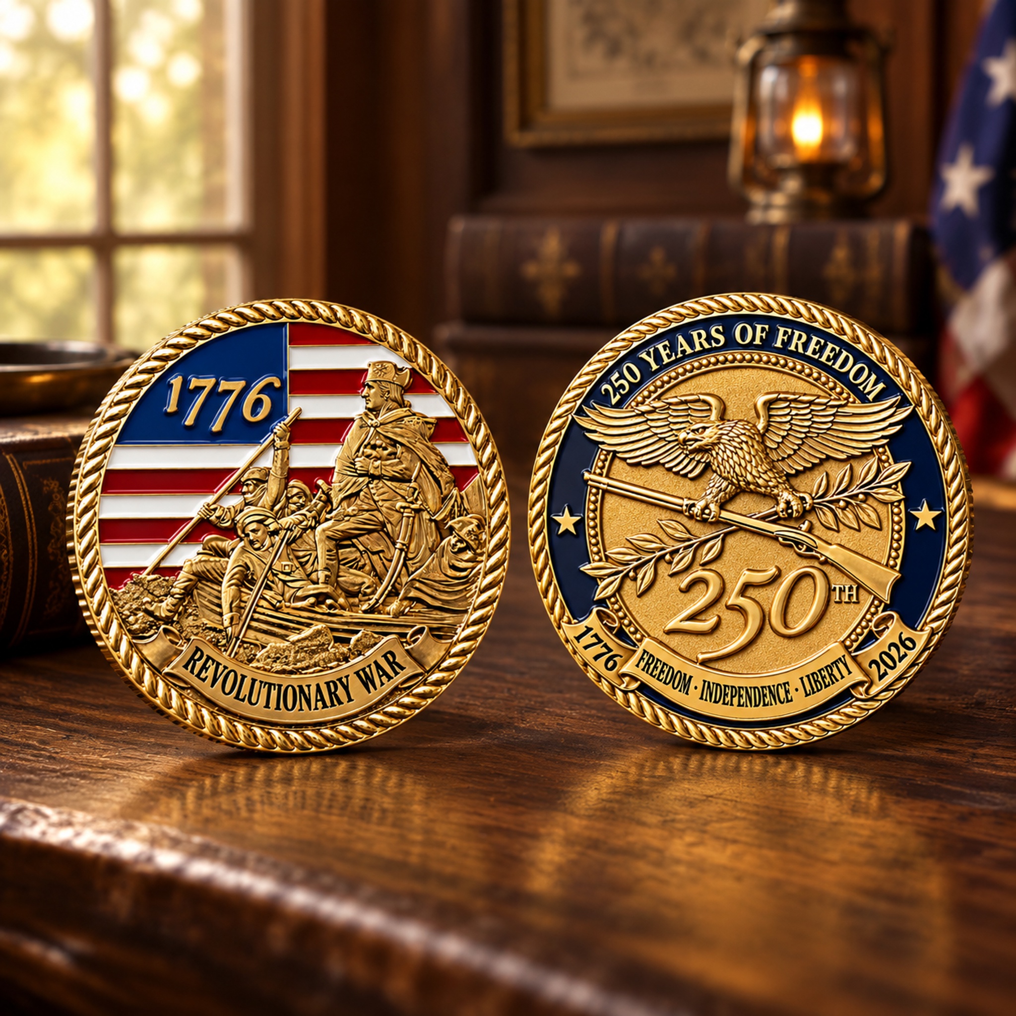 Once-In-A-Lifetime 250th American Freedom Anniversary Challenge Coin