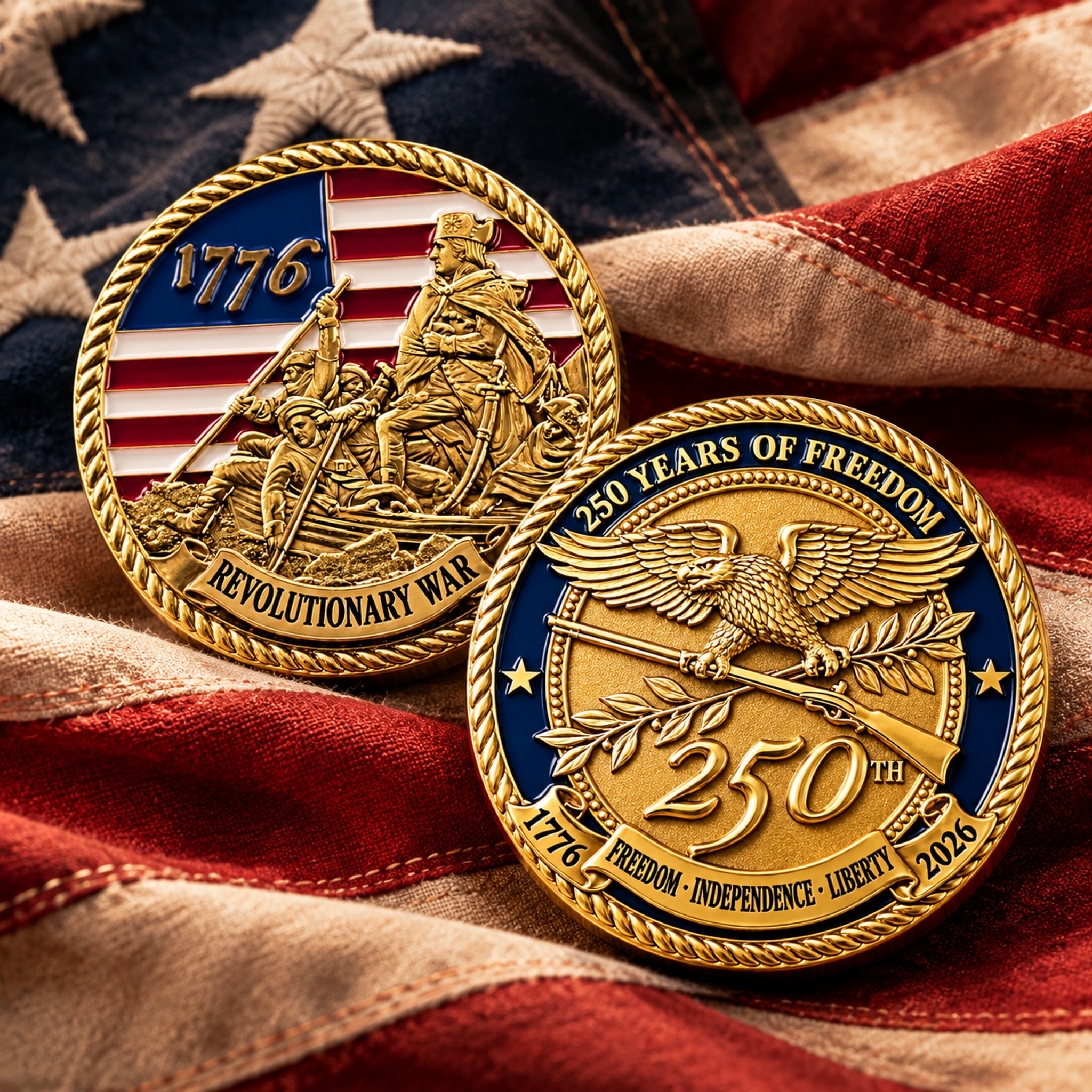 Once-In-A-Lifetime 250th American Freedom Anniversary Challenge Coin