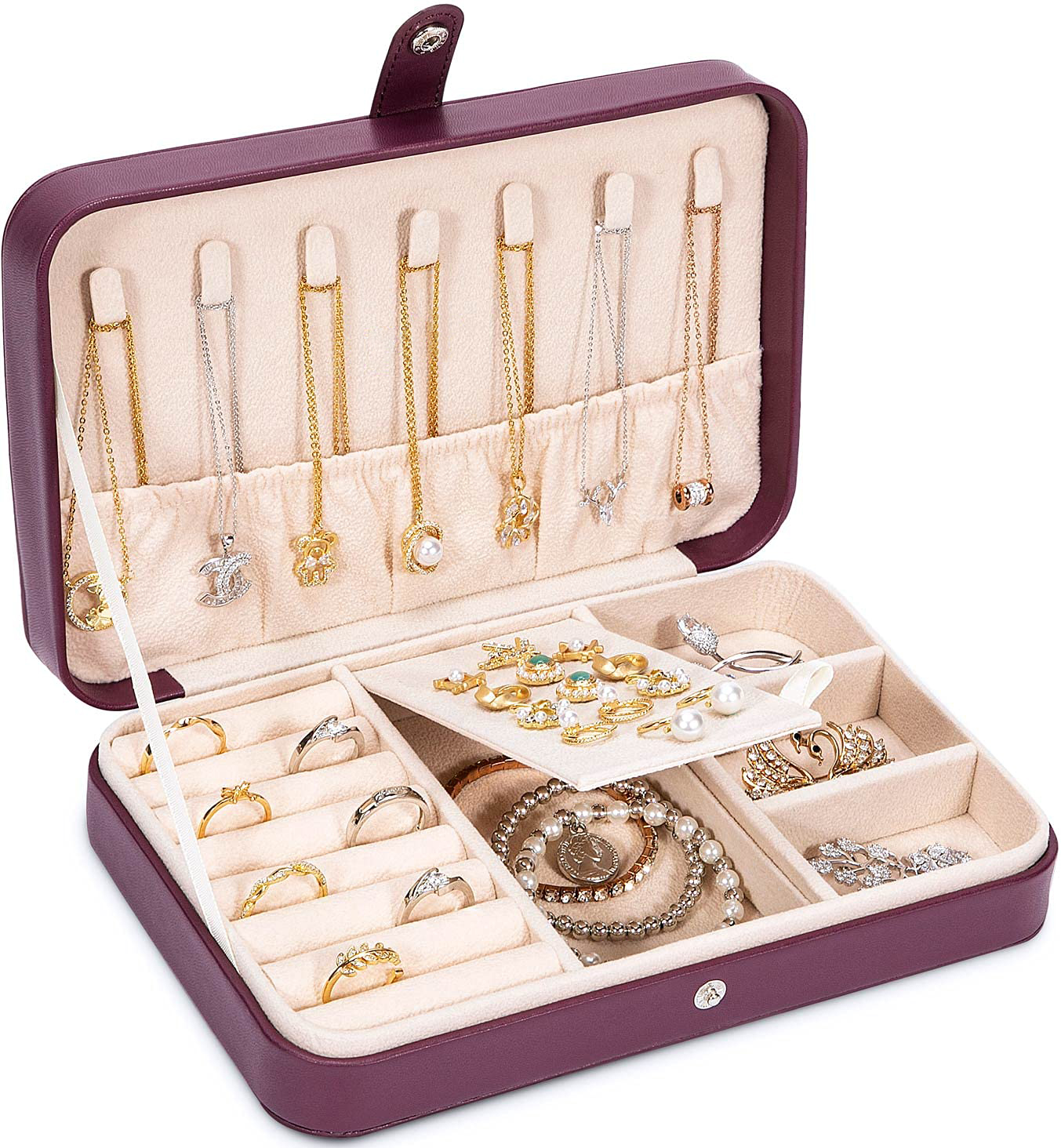 PU Leather Portable Jewellery Storage Boxes