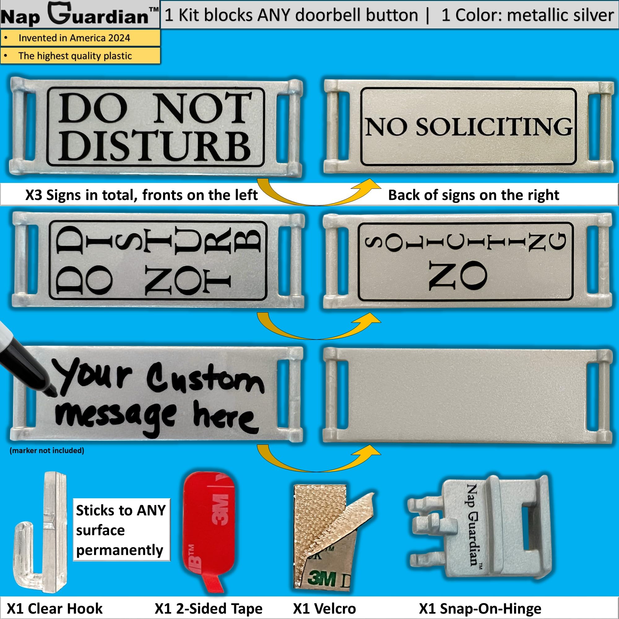 Fits Any Doorbell, Rotates-a Dual Purpose Sign-DO NOT DISTURB and NO SOLICITING