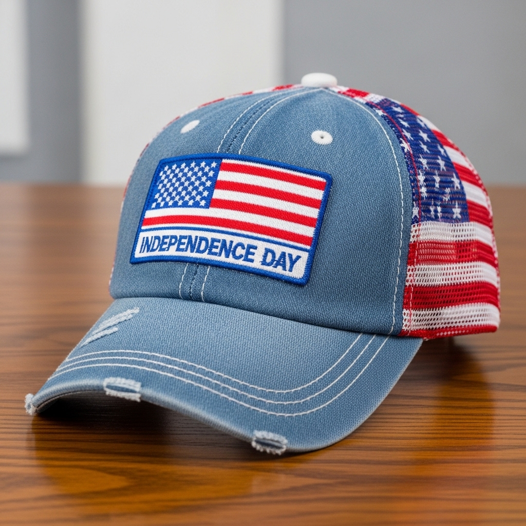 American Flag Mesh Back Trucker Hat Pony Cap