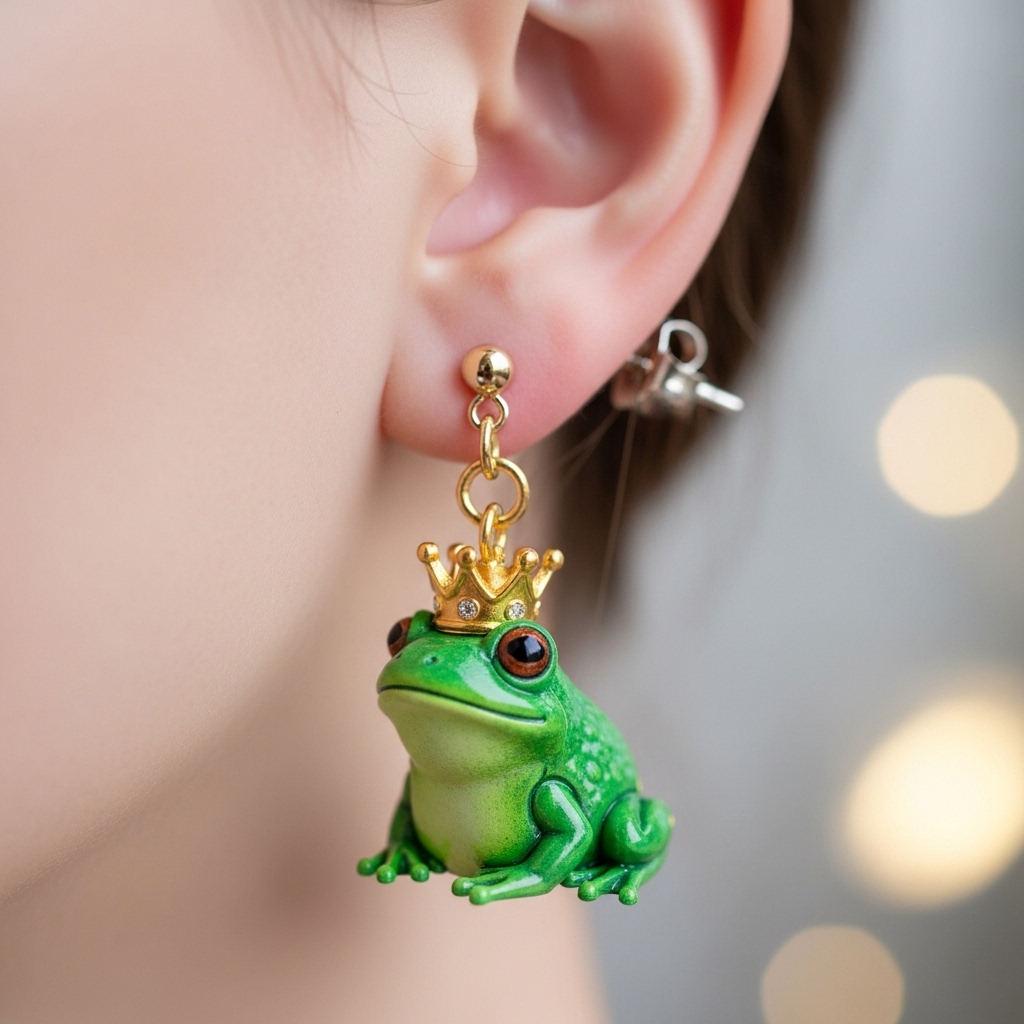 2-pack 3D cute frog earrings