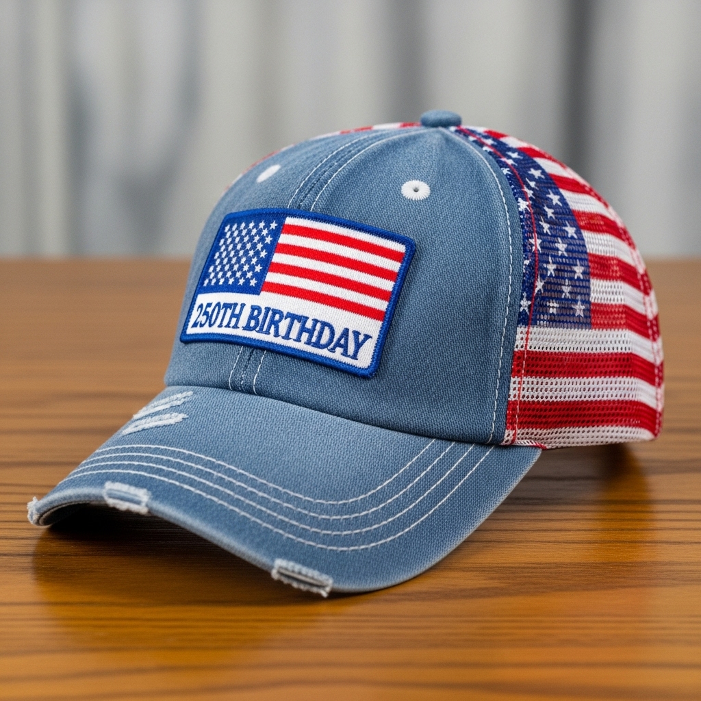 American Flag Mesh Back Trucker Hat Pony Cap