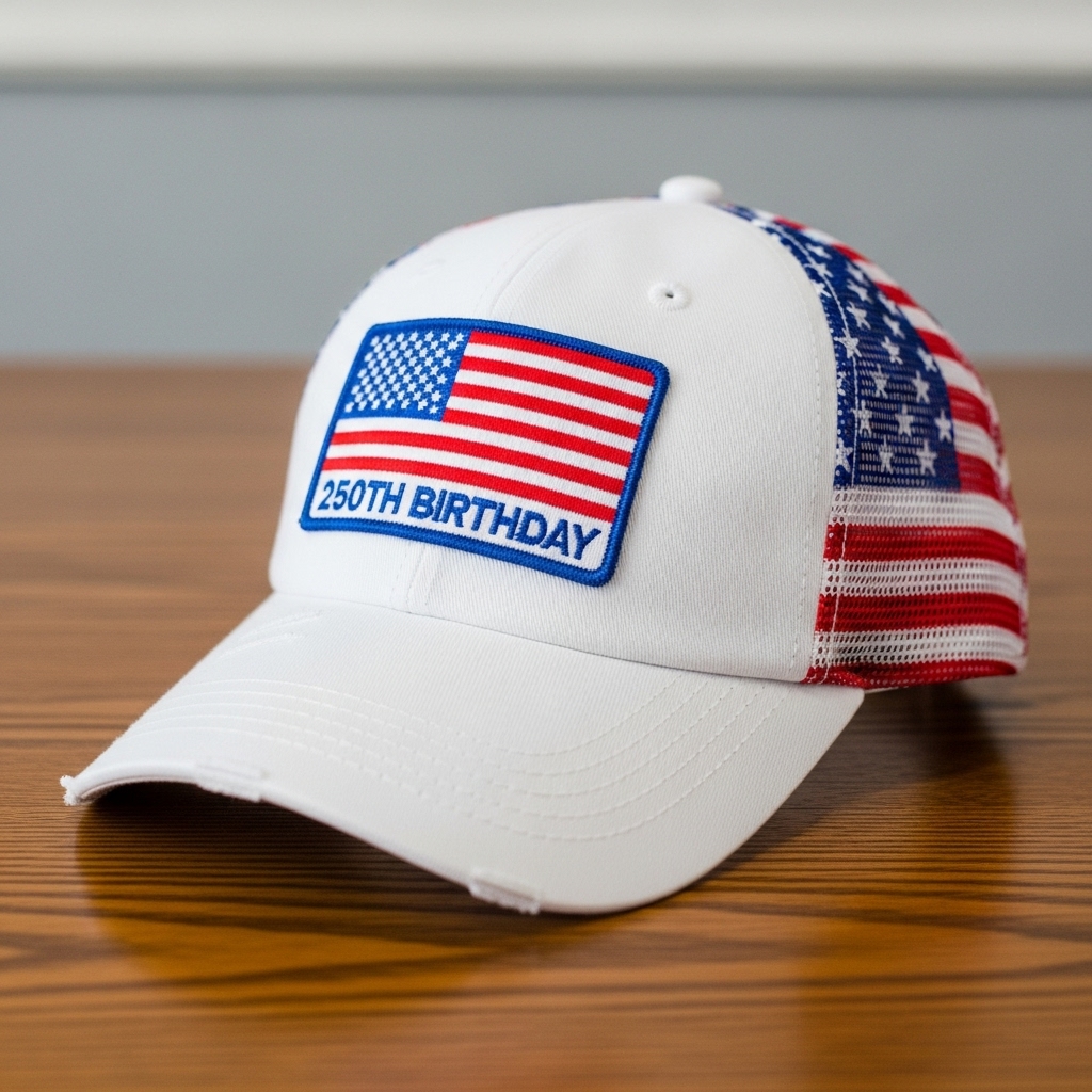 American Flag Mesh Back Trucker Hat Pony Cap