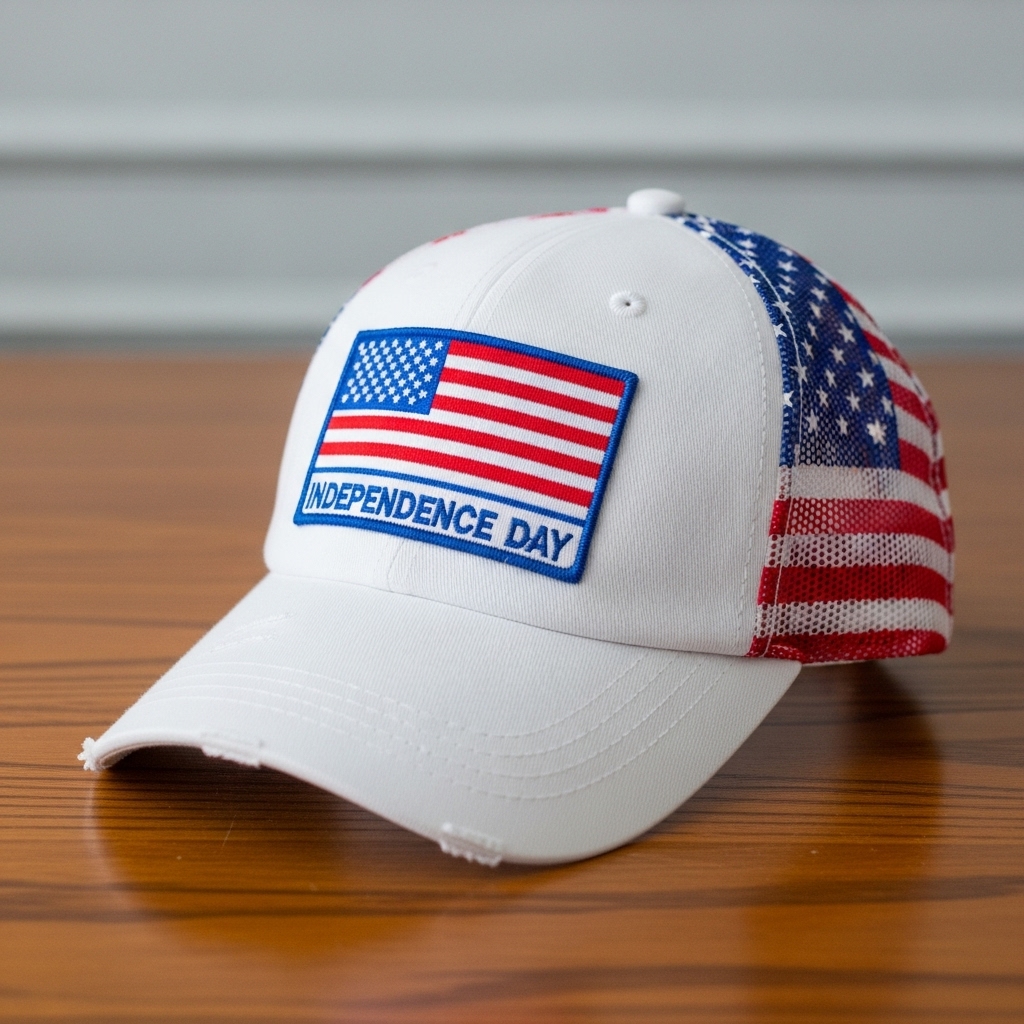 American Flag Mesh Back Trucker Hat Pony Cap