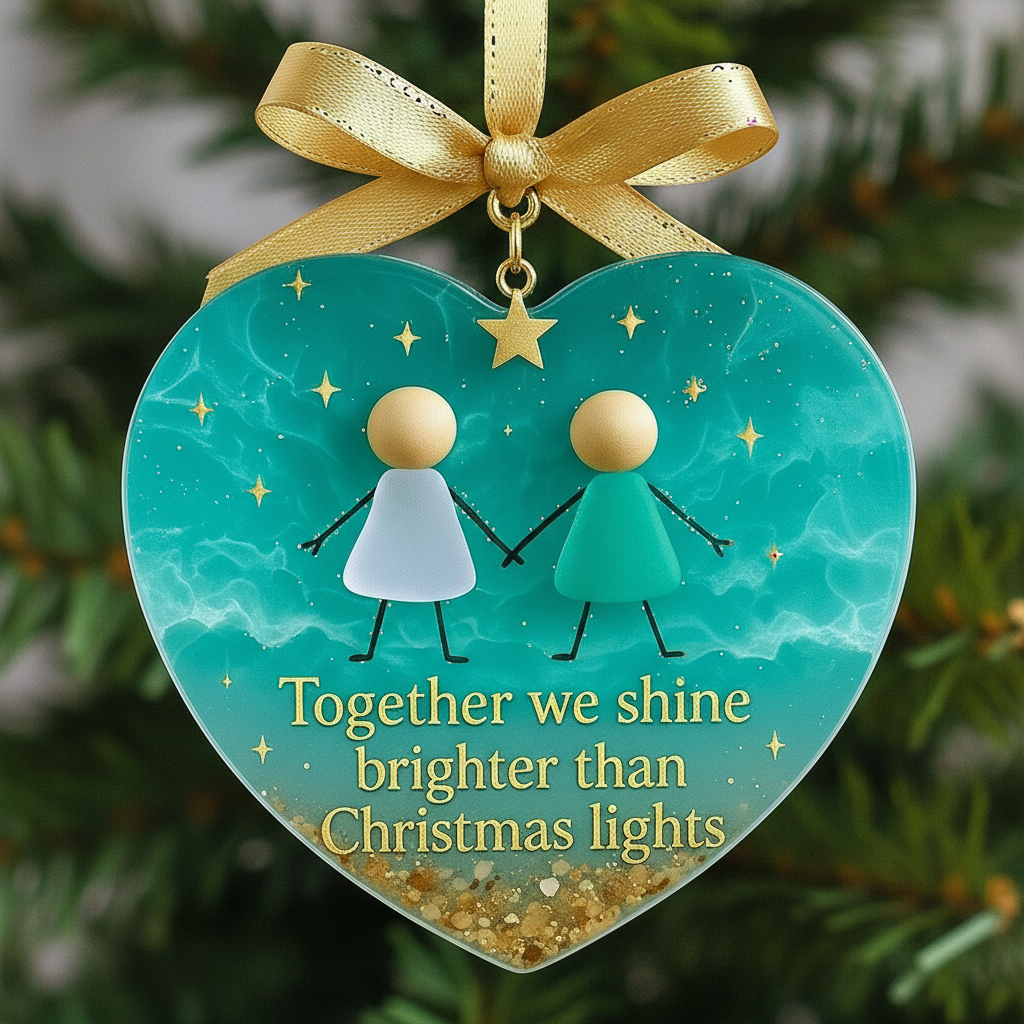 Heart Shaped Friendship Sea Glass Christmas Ornament