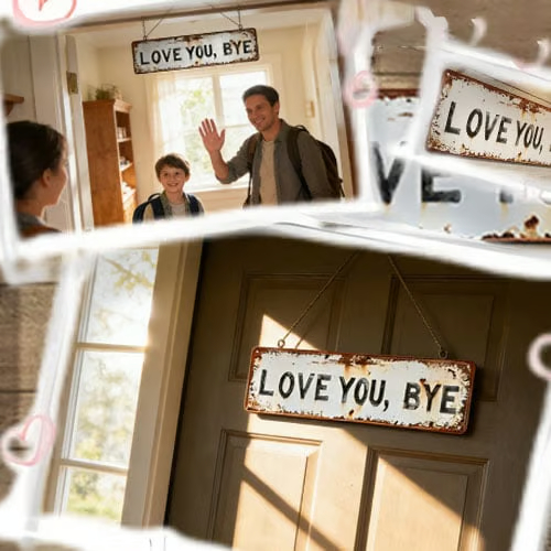 "LOVE YOU BYE"Vintage Metal Sign