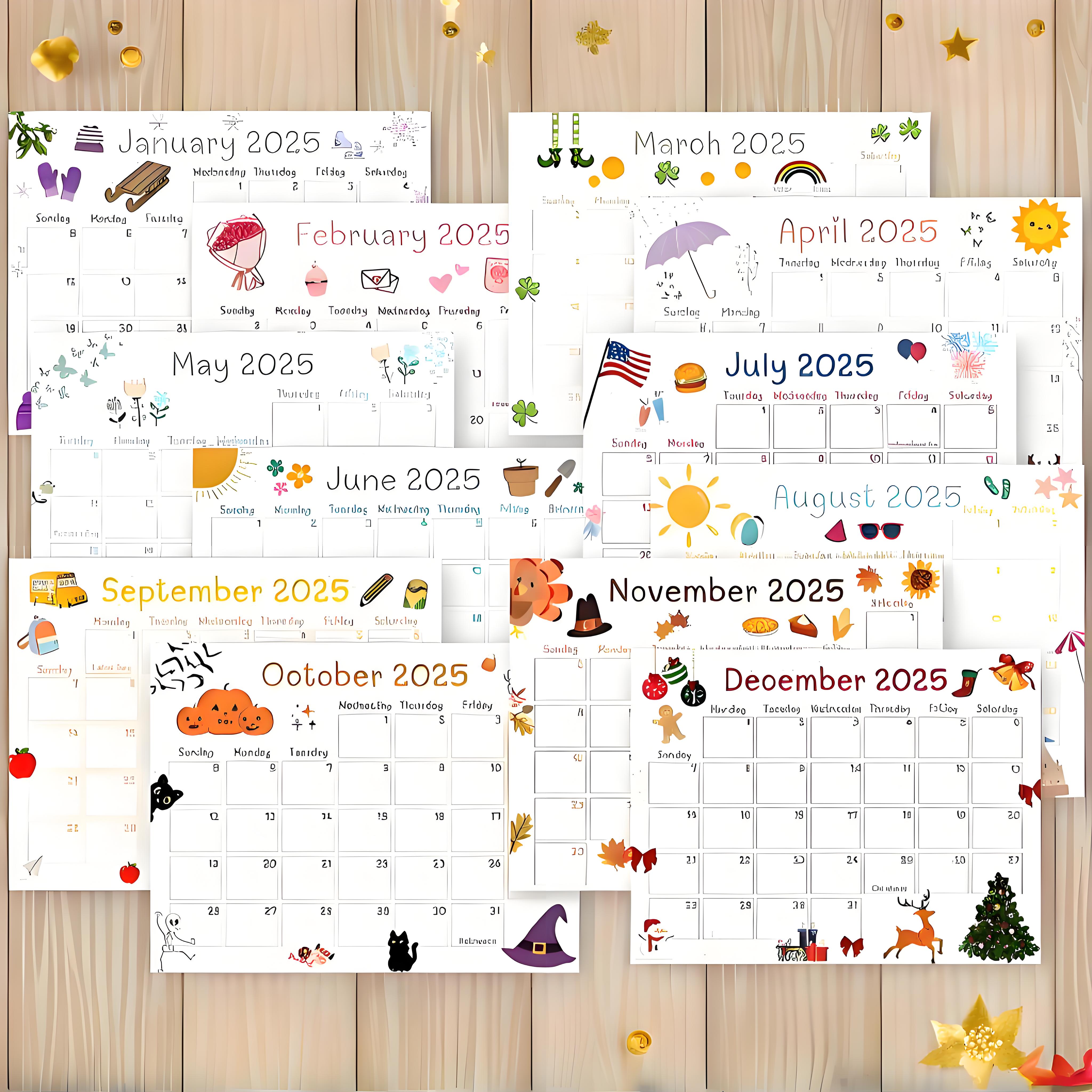 💖Cute kids calendar 2025💖