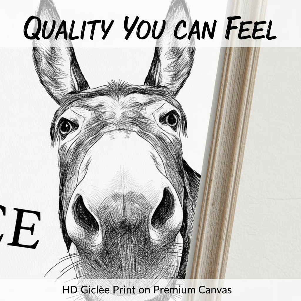 Funny Bathroom Wall Art - "Nice Ass" Donkey Print