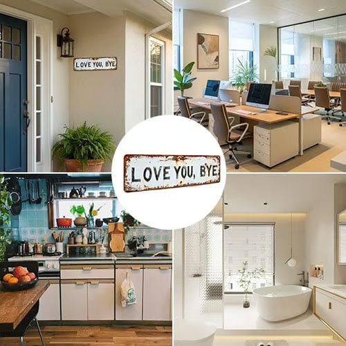 "LOVE YOU BYE"Vintage Metal Sign