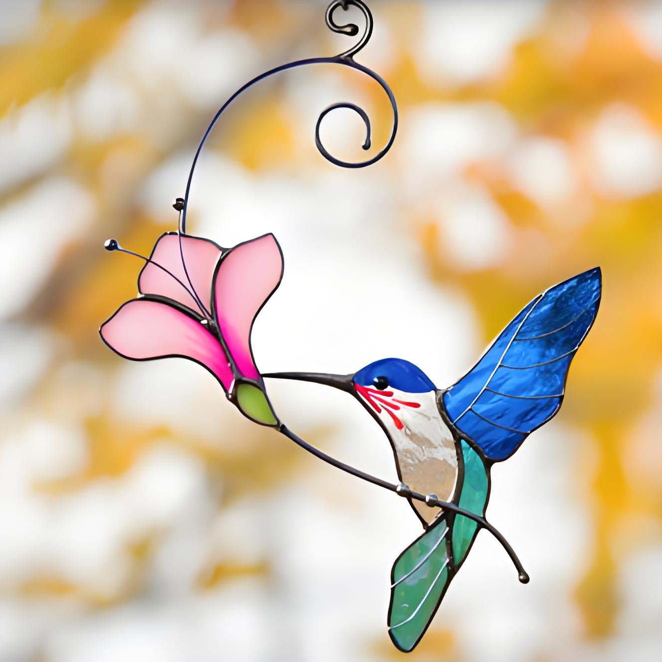 Hummingbird Stained Glass Window Hanging