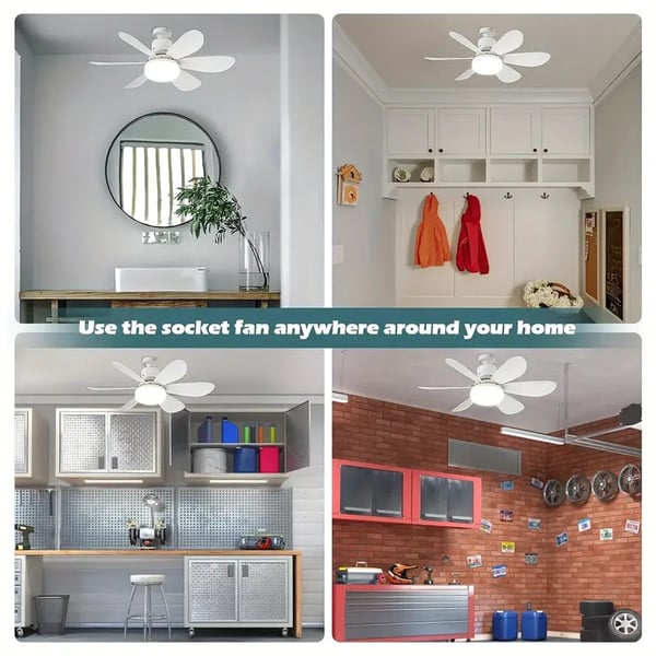 🔥 Bright Cool Ceiling Socket Fan & Light with Remote