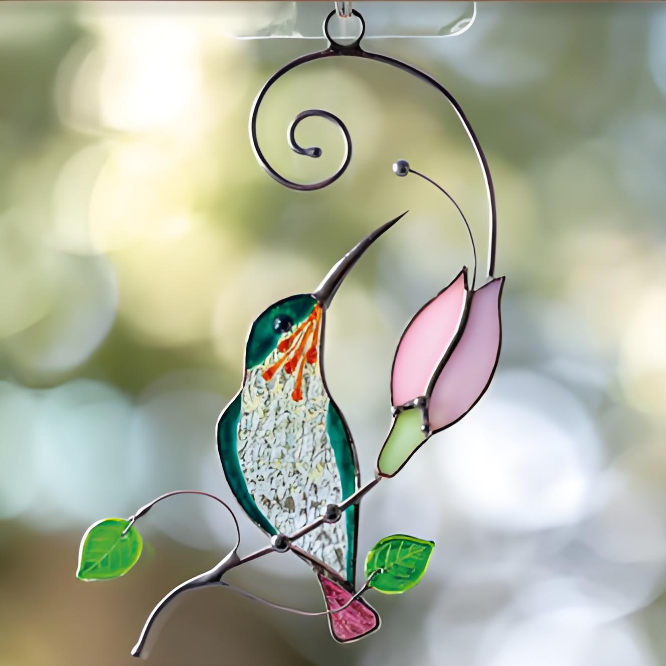 Hummingbird Stained Glass Window Hanging