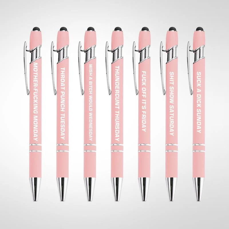 💝Funny Stress-Relief Daily Quotes Metal Ballpoint Pen Set (7 Pcs) 