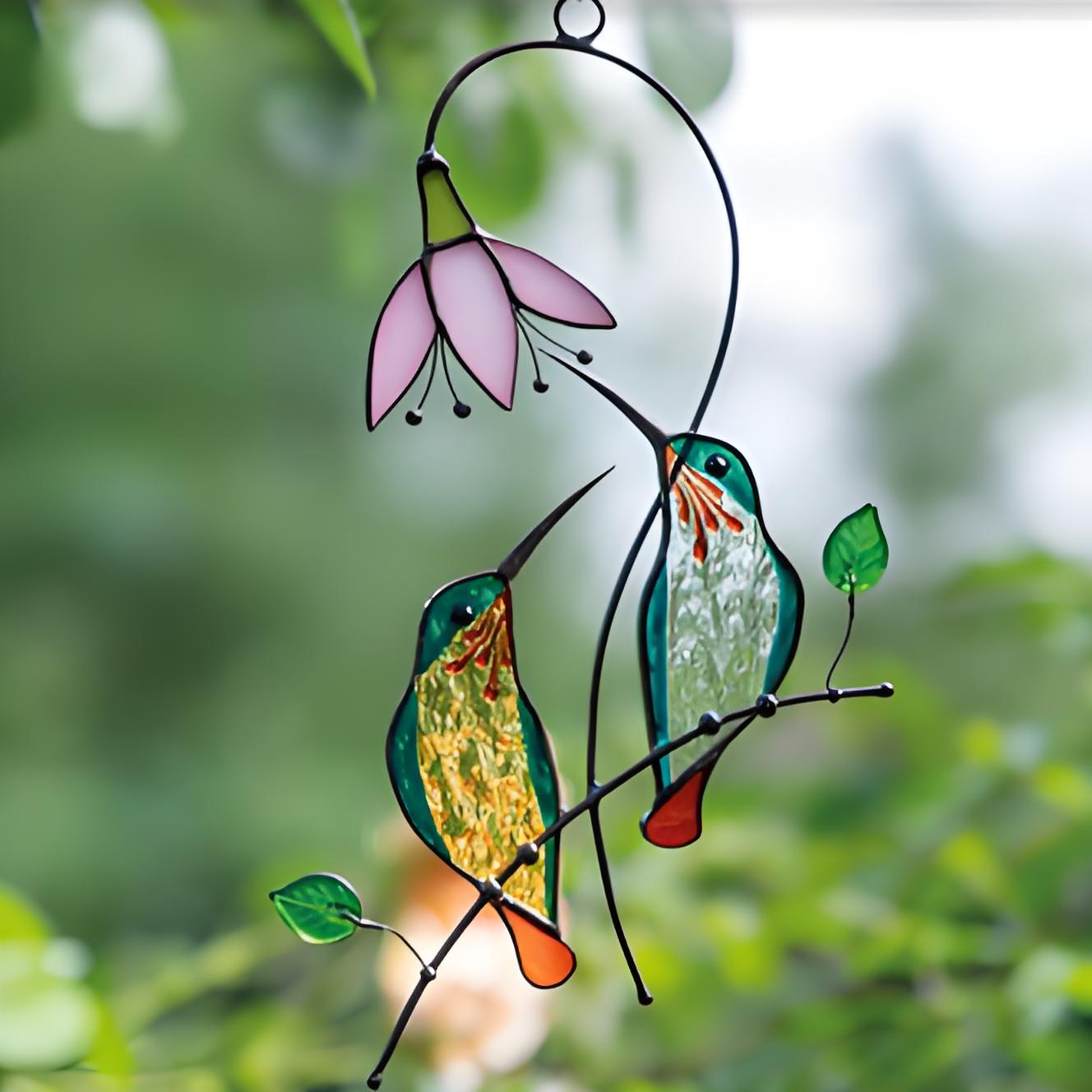 Hummingbird Stained Glass Window Hanging