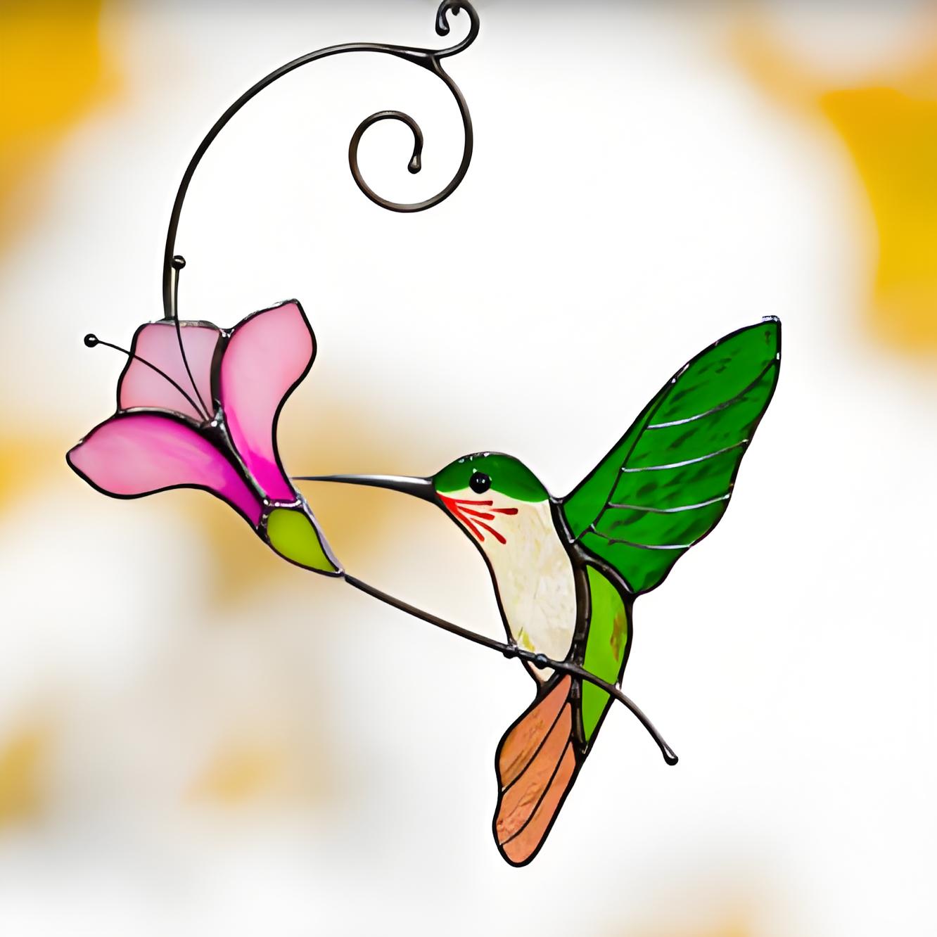 Hummingbird Stained Glass Window Hanging