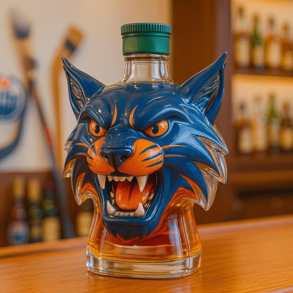 Edmonton Oilers Hunter the Lynx Whiskey Bottle