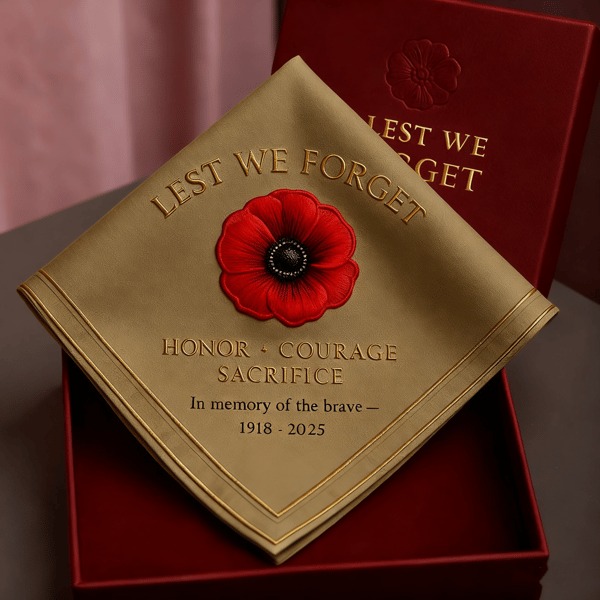 Lest We Forget Embroidered Handkerchief(✝️Keep Their Memory Alive)