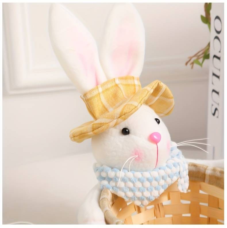 1pc easter cute rabbit storage basket easter bunny egg storage basket creative party candy basket desktop decoration cartoon doll holiday scene arrangement decoration holiday accessory details 8