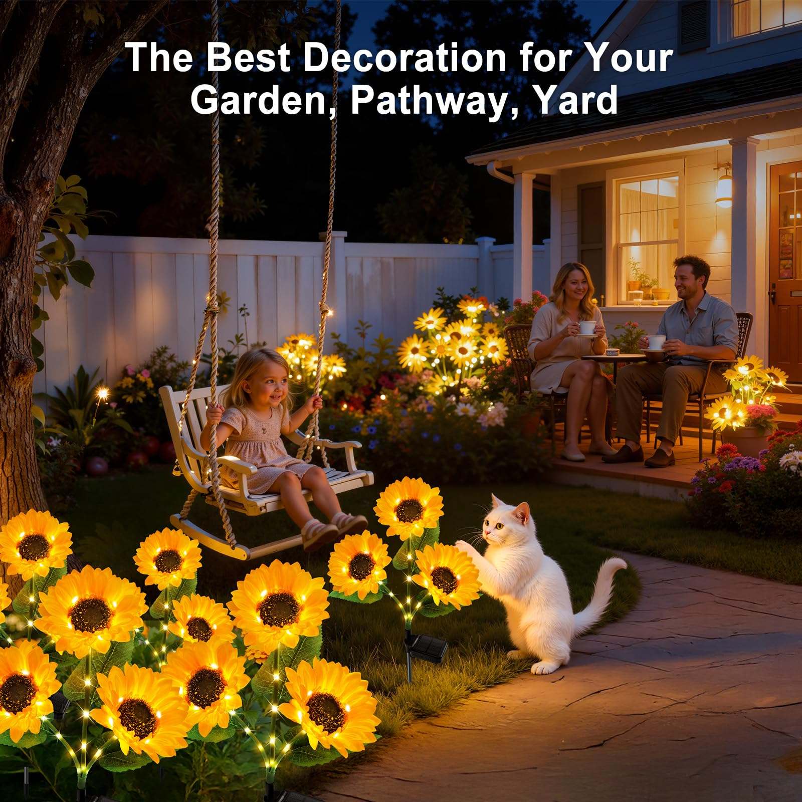 Solar Sunflower Outdoor Garden Light