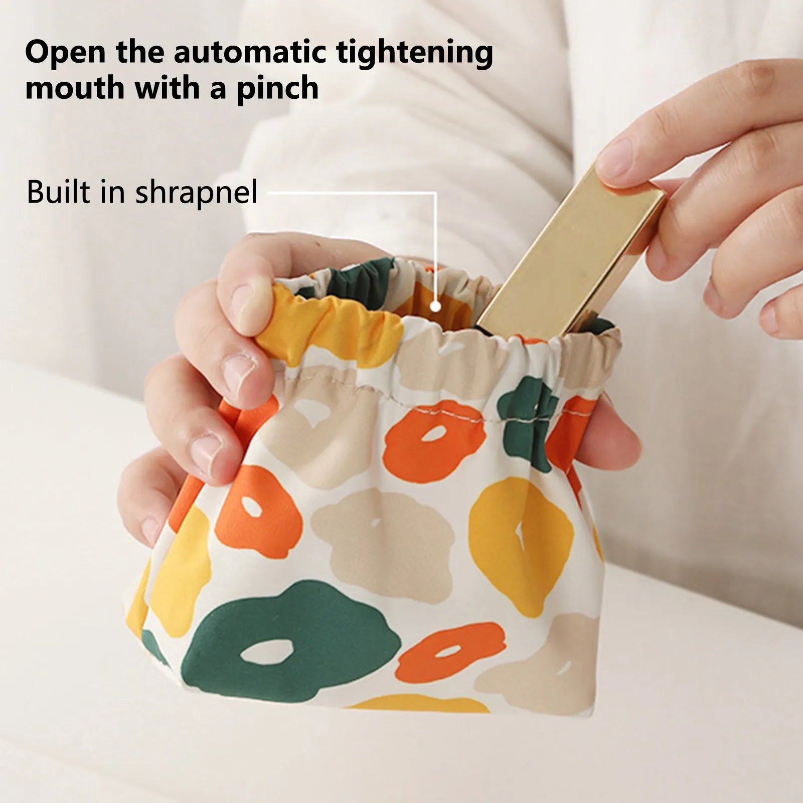 Headphone Bag Convenient Opening Portable Self-closing Design Compact Waterproof Storage Canvas Shrapnel Cartoon Print Lipstick Bag for Going Out,Purple