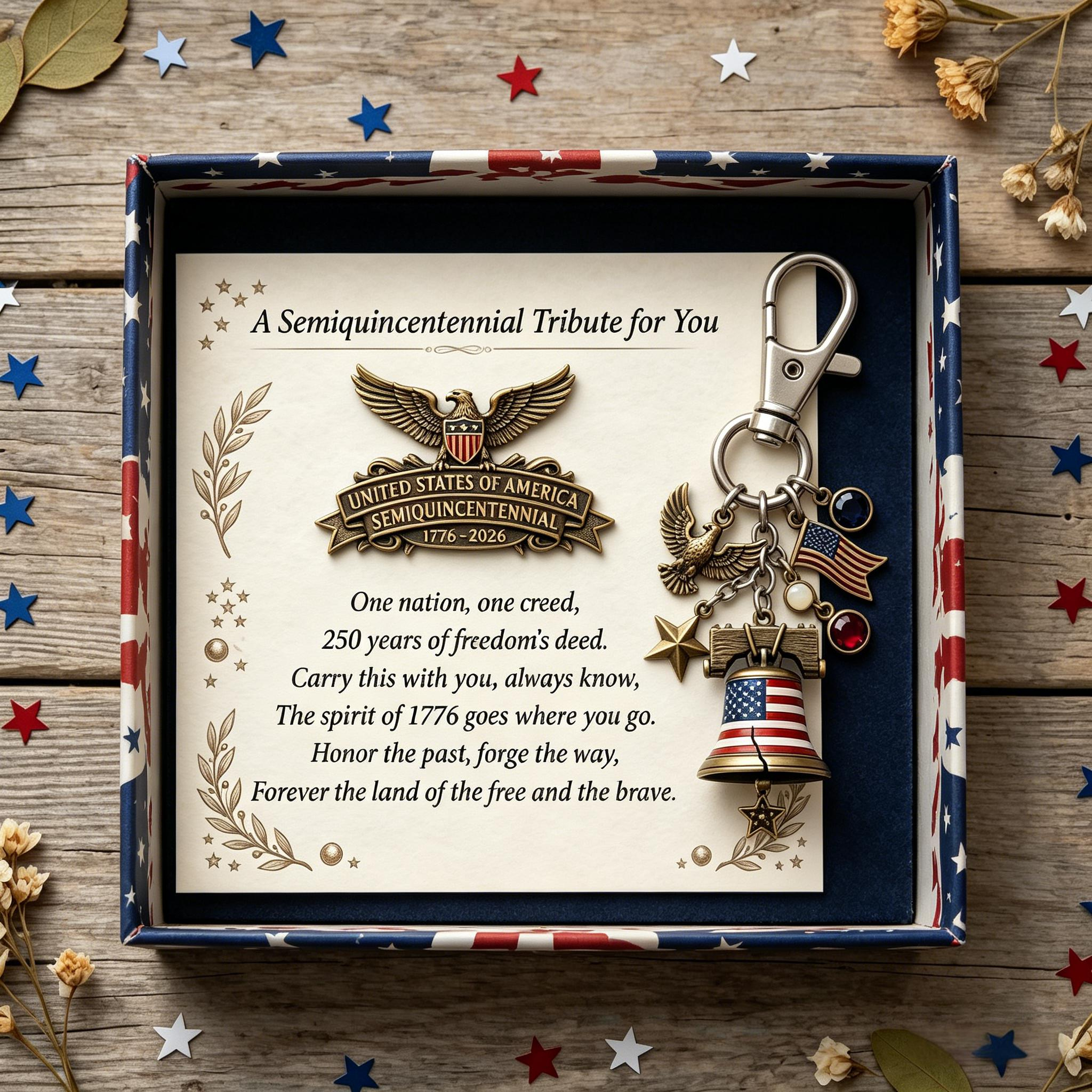  Semiquincentennial Tribute Set: Card + Lapel Pin + Keychain