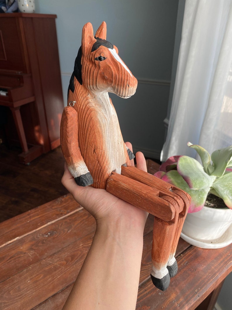 Hand-Carved Wooden Sitting Animal