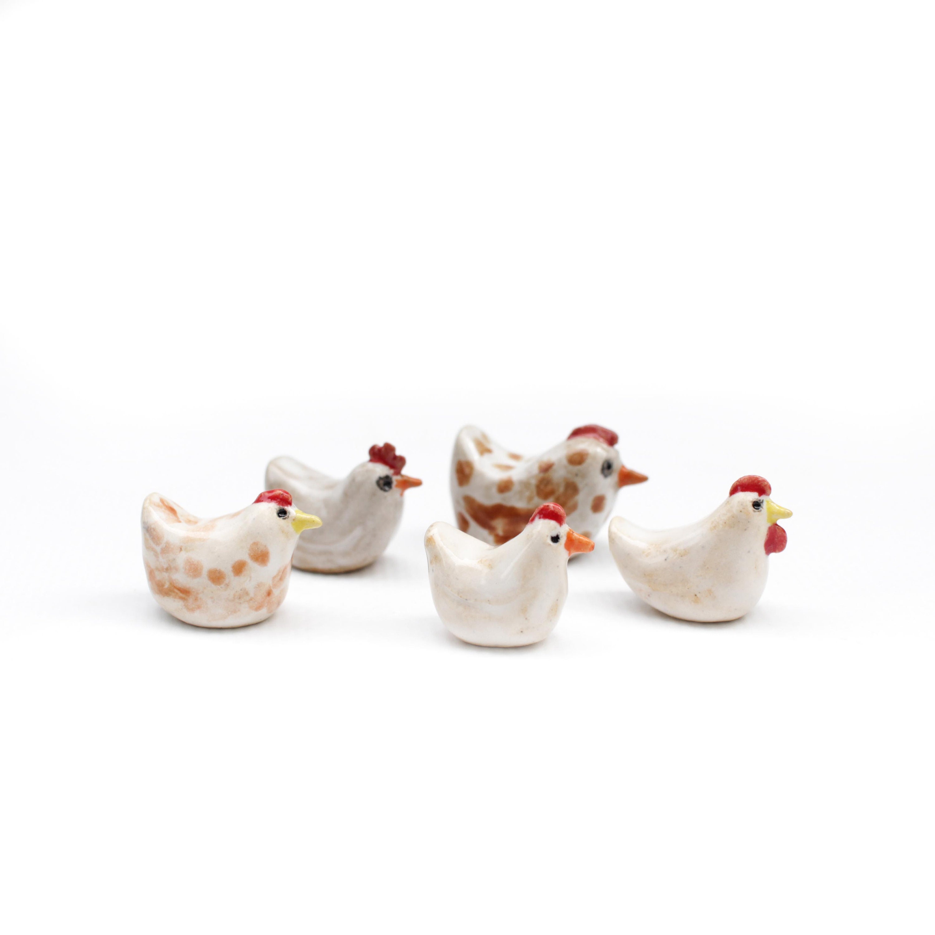 Tiny Ceramic Chicken Sculpture for Fairy Garden Decor