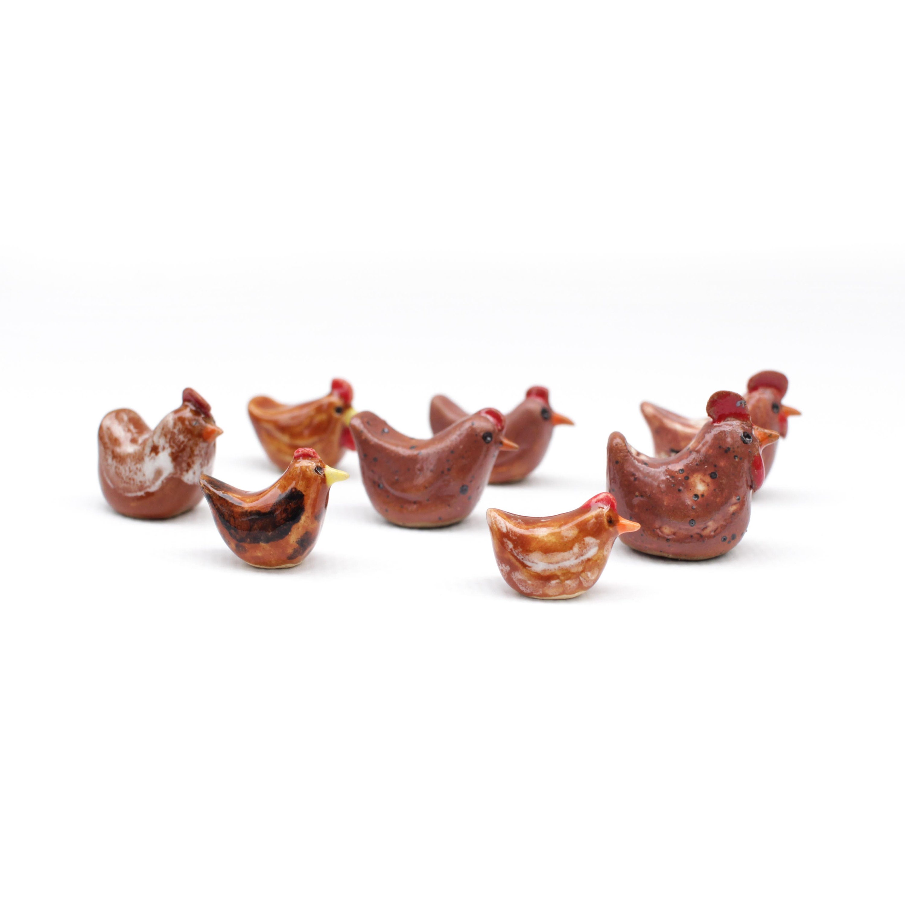 Tiny Ceramic Chicken Sculpture for Fairy Garden Decor