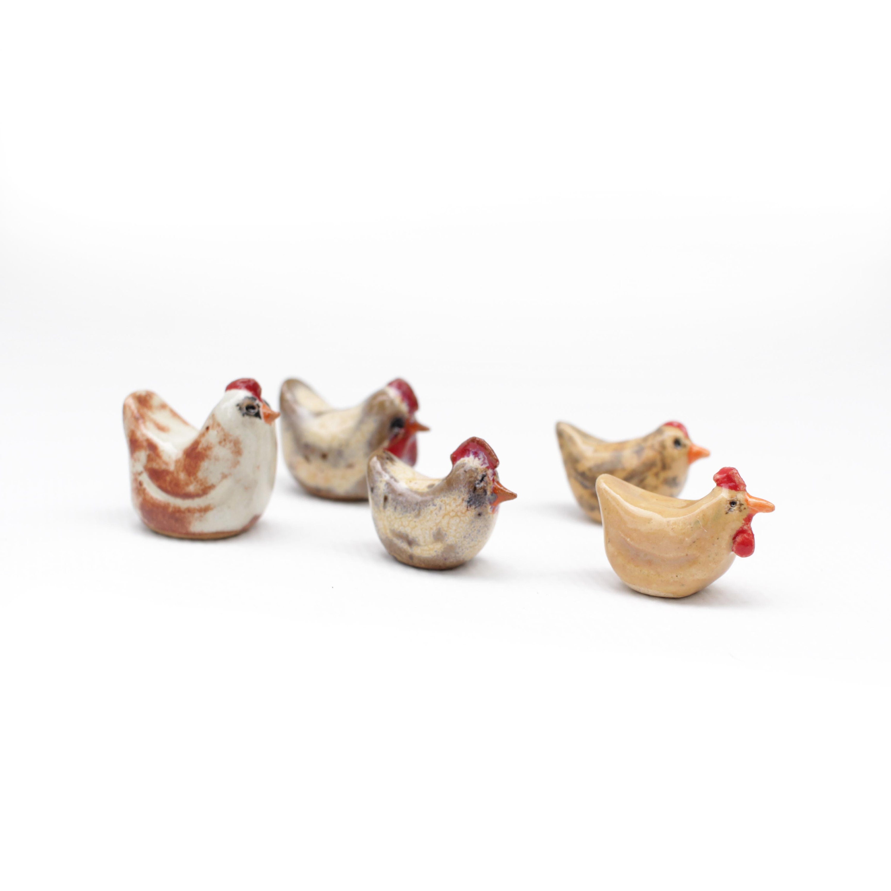Tiny Ceramic Chicken Sculpture for Fairy Garden Decor