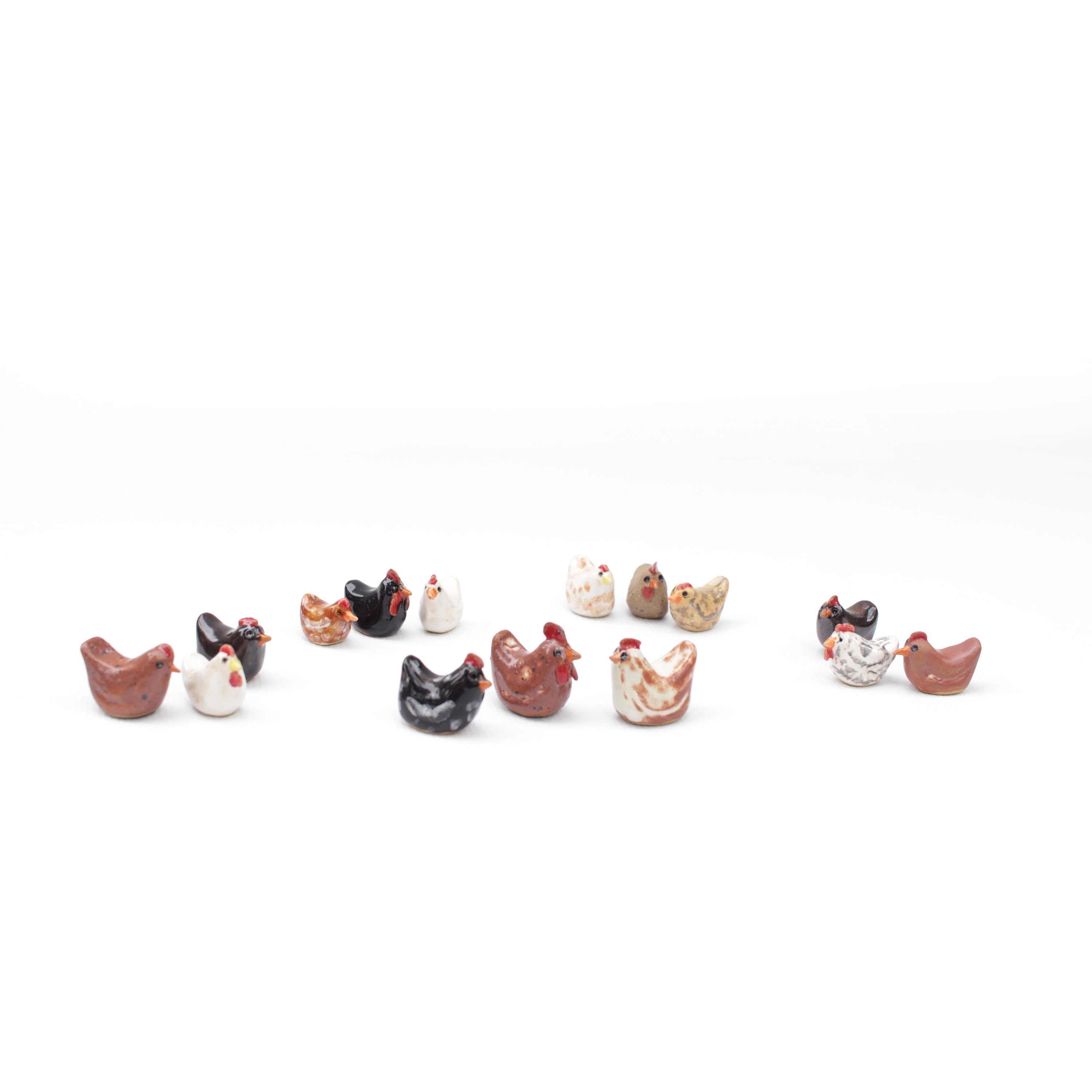 Tiny Ceramic Chicken Sculpture for Fairy Garden Decor