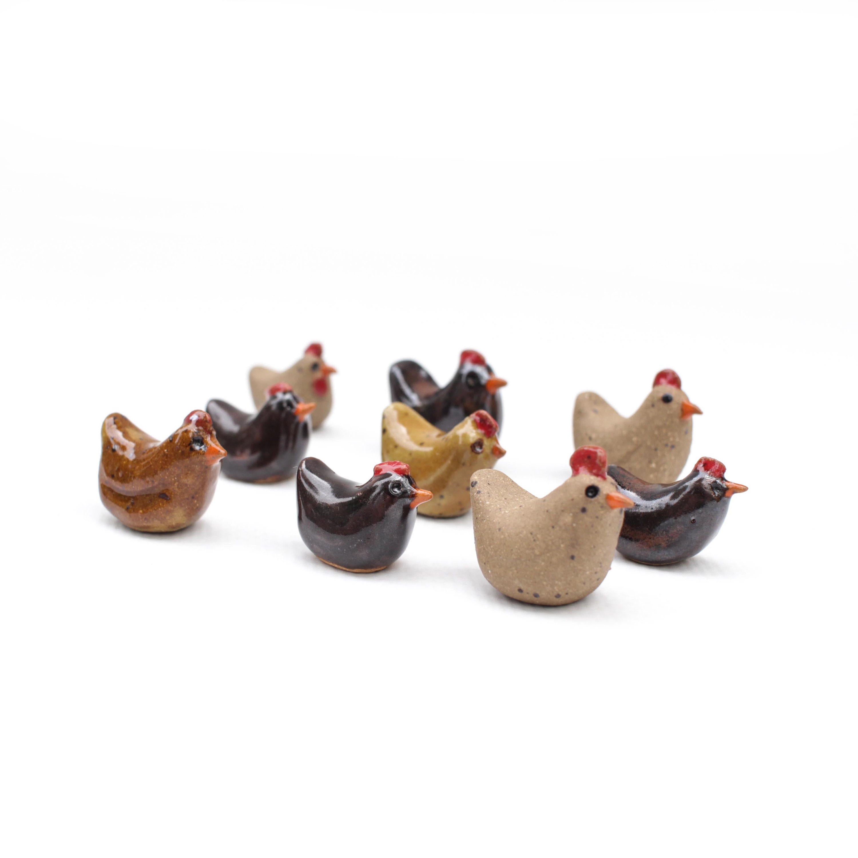Tiny Ceramic Chicken Sculpture for Fairy Garden Decor